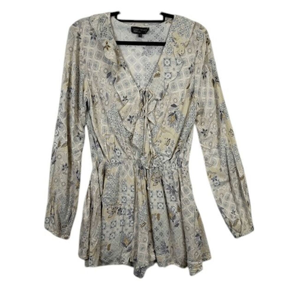 Final Touch Short Romper Long Sleeve Lightweight Neutral Colors Size Large